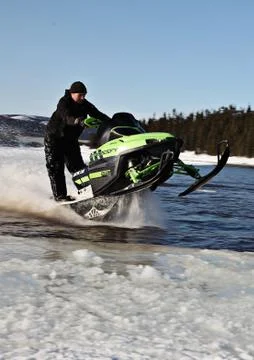 Snowmobile in winter Stock Photos
