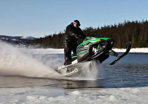 Snowmobile in winter Stock Photos