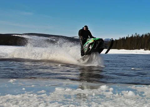 Snowmobile in winter Stock Photos