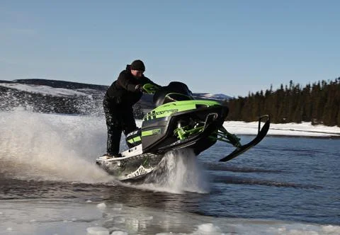 Snowmobile in winter Stock Photos