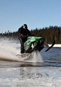 Snowmobile in winter Stock Photos