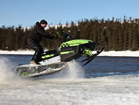 Snowmobile in winter Stock Photos