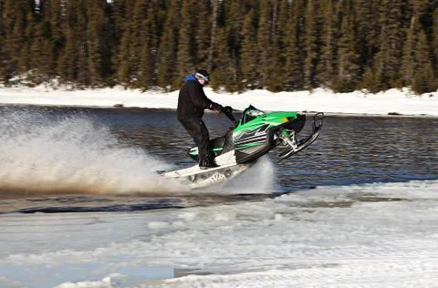 Snowmobile in winter Stock Photos