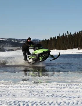 Snowmobile in winter Stock Photos