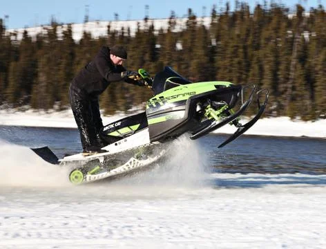 Snowmobile in winter Stock Photos