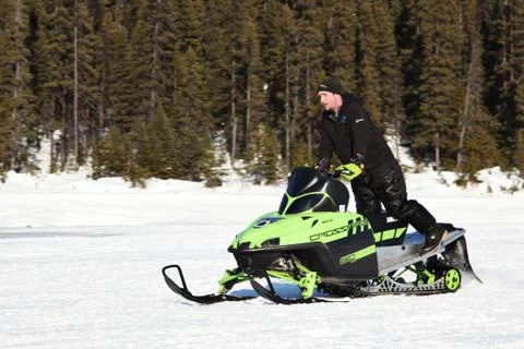 Snowmobile in winter Stock Photos