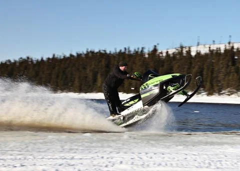 Snowmobile in winter Stock Photos