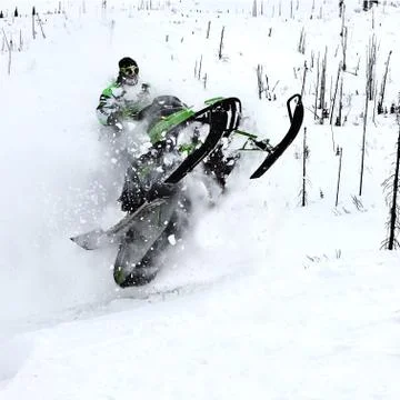 Snowmobile in winter Stock Photos
