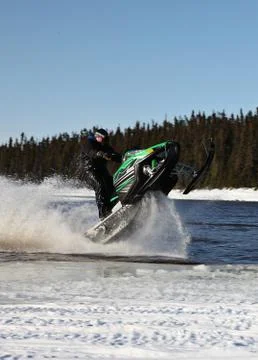 Snowmobile in winter Stock Photos