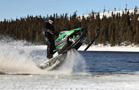Snowmobile in winter Stock Photos