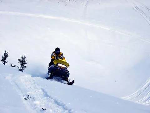 Snowmobile in winter Stock Photos