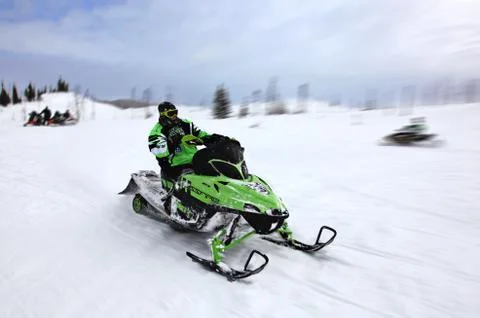 Snowmobile in winter Stock Photos