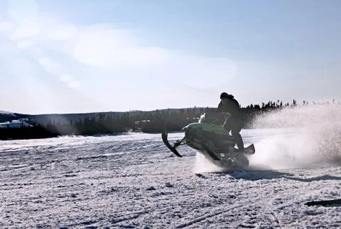 Snowmobile in winter Stock Photos
