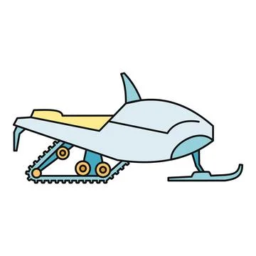 Snowmobile winter vehicle vector line cartoon illustration Stock Illustration