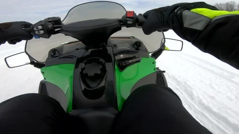 Snowmobiling Chest View in an Open Field Vídeos de archivo 130212341