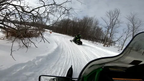 Snowmobiling Onboard View through an S Curve Vídeos de archivo 130217249
