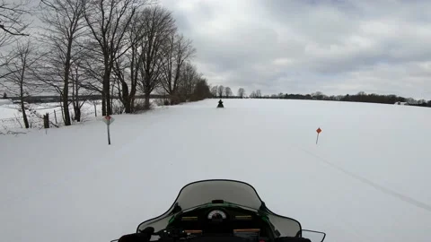 Snowmobiling POV with Treeline on Left Vídeos de archivo 130219866