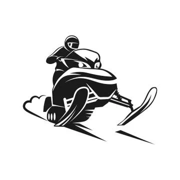 Snowmobiling Silhouette on white background Stock Illustration