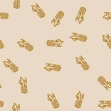 Snowmobiling winter sport line vector seamless pattern Stock Illustration