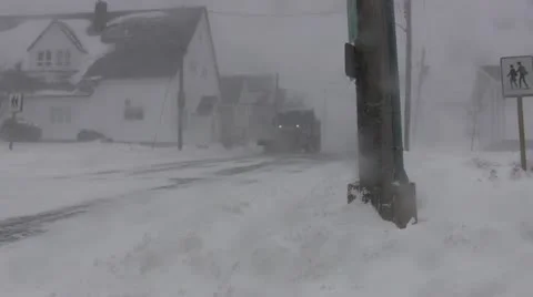 Snowplow in Blizzard Stock Footage 21330835