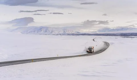 Snowplow Clearing the Ring Road Stock Photos