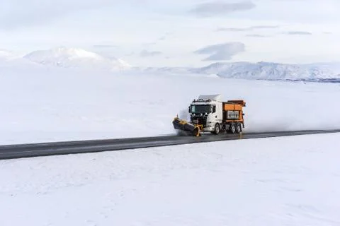 Snowplow Clearing the Ring Road Stock Photos