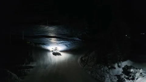 Snowplow leveling the streets on a winter night Video stock 155456910