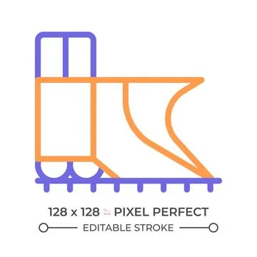 Snowplow train two color line icon Stock Illustration