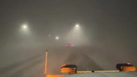 Snowplow Working During Heavy Winter Storm Stock Footage 324756445