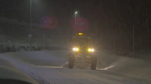 Snowplows have been out clearing the roads. Move from back to front. Stock Footage 168446253