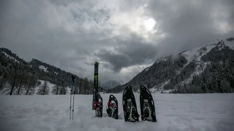 Snowshoe timelapse Stockbeeldmateriaal 83624491