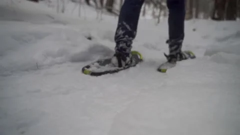 Snowshoeing in the forest Stock Footage 150108028
