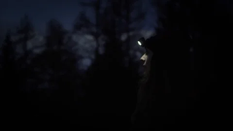 Snowshoeing at Night Stock Footage 121164232