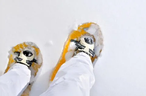 Snowshoeing in winter Stock Photos