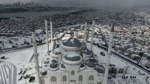 SnowSnowy view from Camlica Mosque Stock Footage 148680967