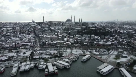 SnowSnowy view from Sultanahmet Mosque Stock Footage 148687073