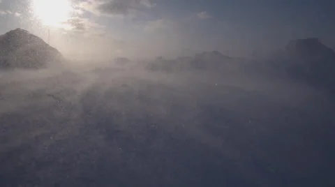 Snowstorm in the arctic. Frozen snow drifts Stock Footage