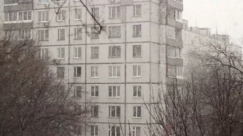 Snowstorm On Background Of The House Stock Footage 49305011