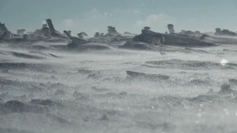 Snowstorm, blizzard, wind, snow drift, winter, frost, ice crystals, icy, Rhön Stock Footage 85628694