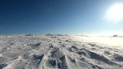 Snowstorm, blizzard, wind, snow drift, winter, frost, ice crystals, icy, Rhön Stock Footage 85659078