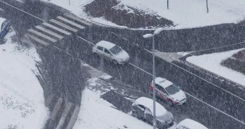 Snowstorm in city Stock Footage 147515496
