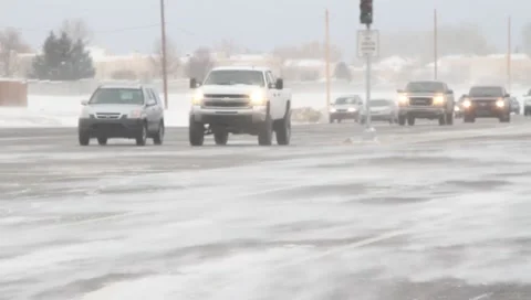 Snowstorm highway 2 Stock Footage 1062426