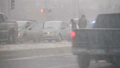 Snowstorm highway 5 Stock Footage 1060715