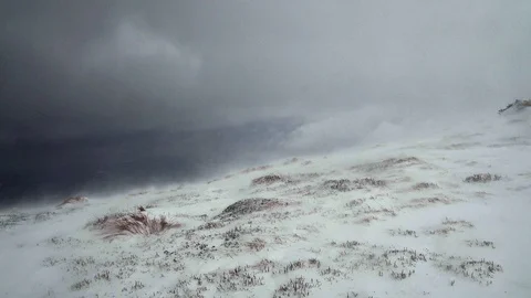 Snowstorm in the mountain slope Stock Footage 100909446