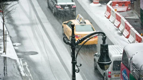 Snowstorm in NYC Stock Footage