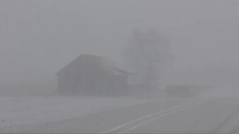 Snowstorm outside - falling snow Stock Footage 84881935