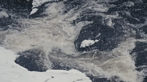 Snowstorm Over a Frozen River. Version 1 Vídeo Stock 300021213