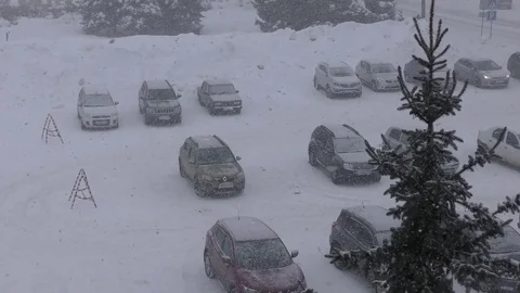The snowstorm on the streets Stock Footage 72406687