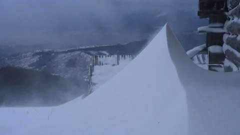 Snowstorm in winter mountains Stock Footage 82538450