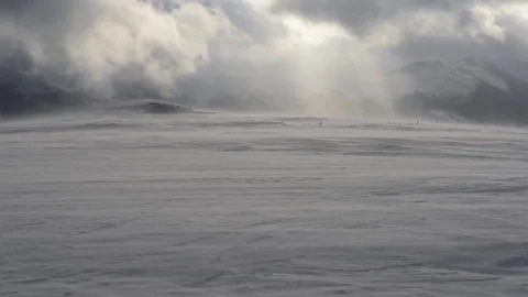 Snowstorm in winter mountains Stock Footage 83360601